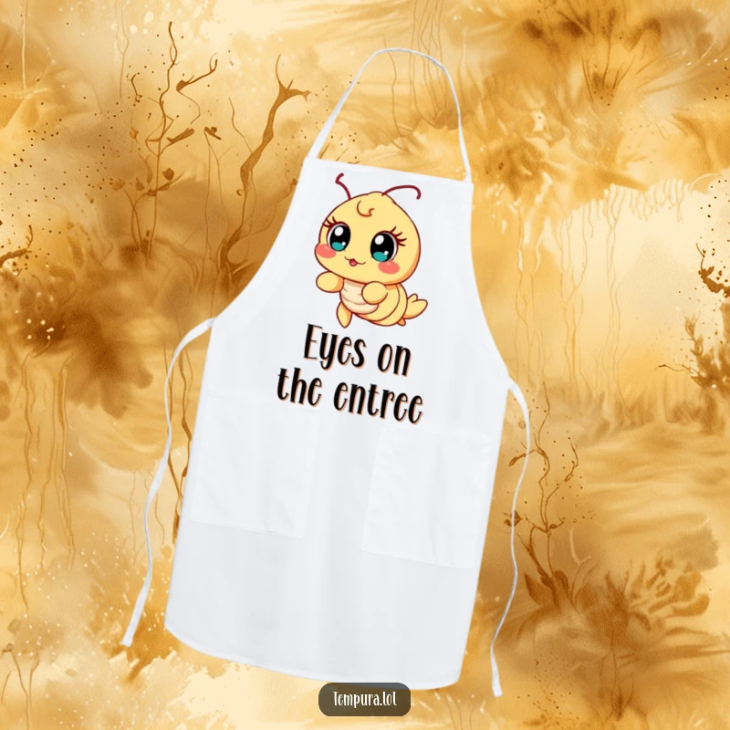 Funny Excited Shrimp Apron, depicted with wide, excited eyes, adding a humorous and enthusiastic touch to cooking adventures.