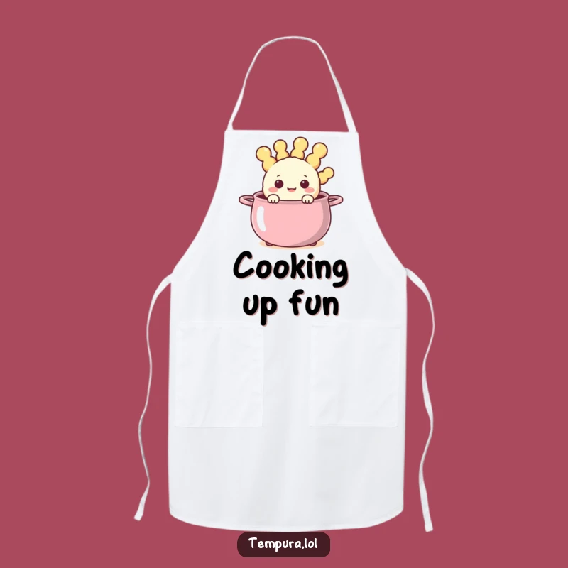Funny Steaming Pot Tempura Apron: Happy Fried Character Kitchen Fun