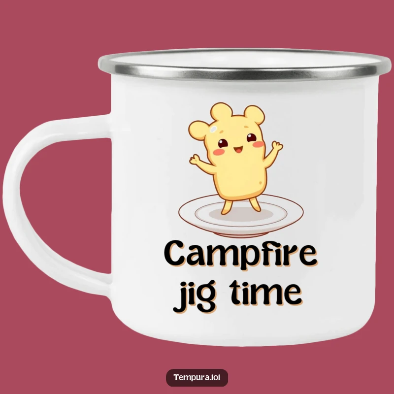 Funny Dancing Tempura Camping Mug: Joyful Jigging Character, Plate Party, Hilarious Funny Gift