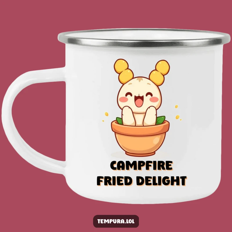 Funny Jumping Tempura Camping Mug: Adventure Fuel for Foodies