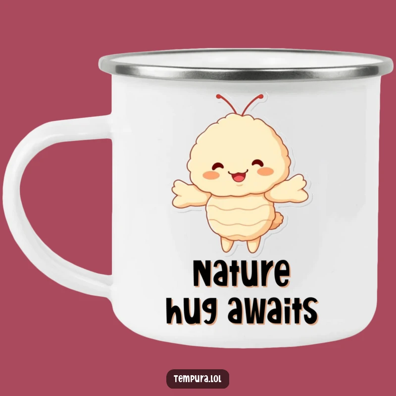 Funny Outdoor Tempura Shrimp Camping Mug: Fluffy Hug Character, Durable & Hilarious Funny Gift