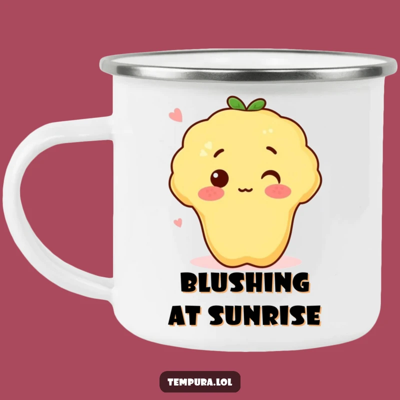 Funny Surprised Sweet Potato Tempura Camping Mug - Durable and Hilarious Outdoor Companion