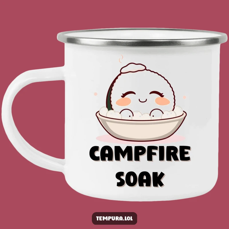 Funny Sushi Bath Camping Mug: Relaxation Brew for Foodies