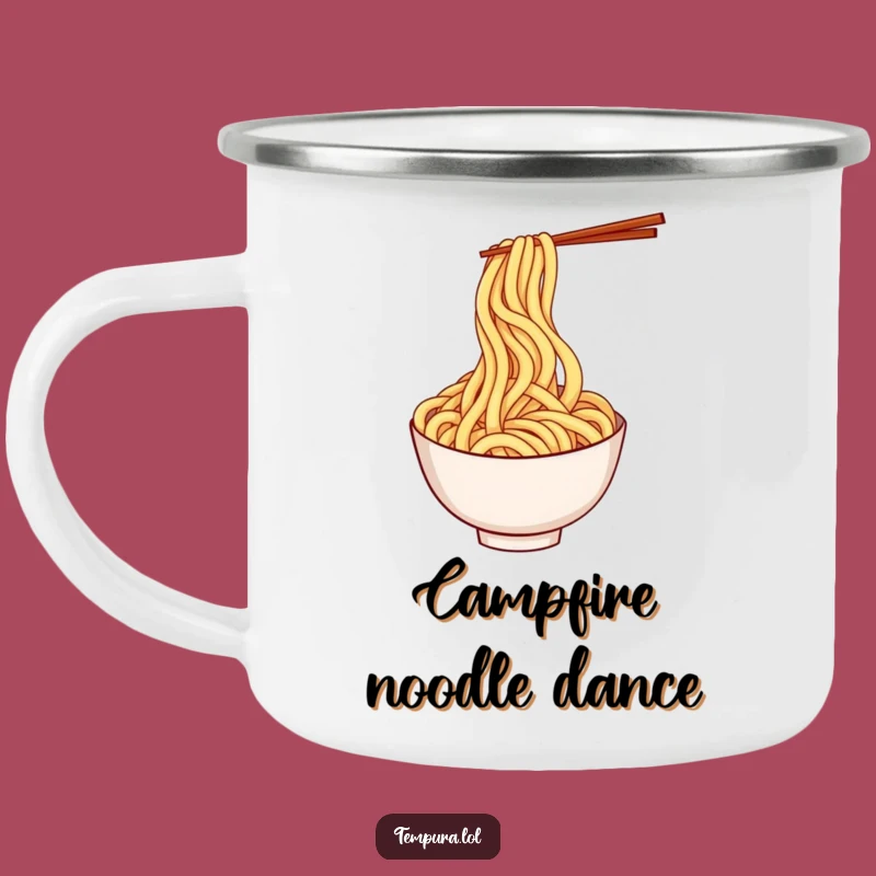 Funny Udon Noodle Twirl Camping Mug: Durable Cartoon Cup for Outdoor Fun