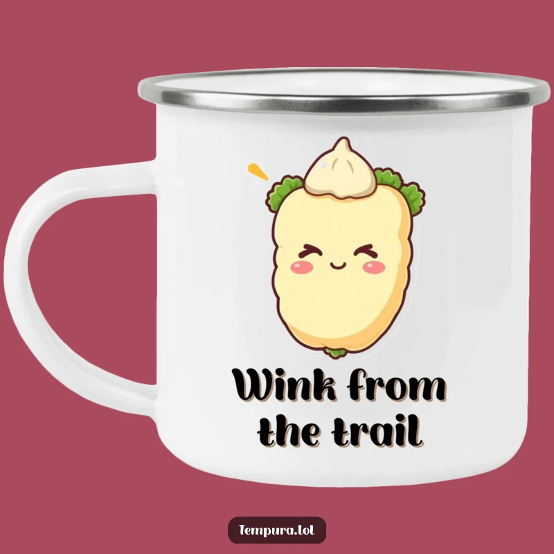 Funny Winking Tempura Vegetable Camping Mug - Durable Companion for Hilarious Adventures