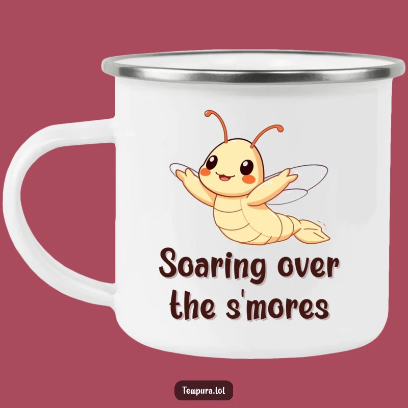 Funny Flying Tempura Shrimp Camping Mug: Ambitious Outdoor Companion, Hilarious Gift