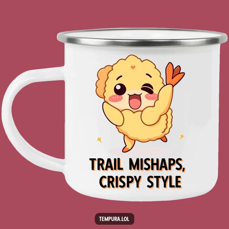 Funny Tripping Tempura Shrimp Camping Mug: Adventure Fuel with Laughter