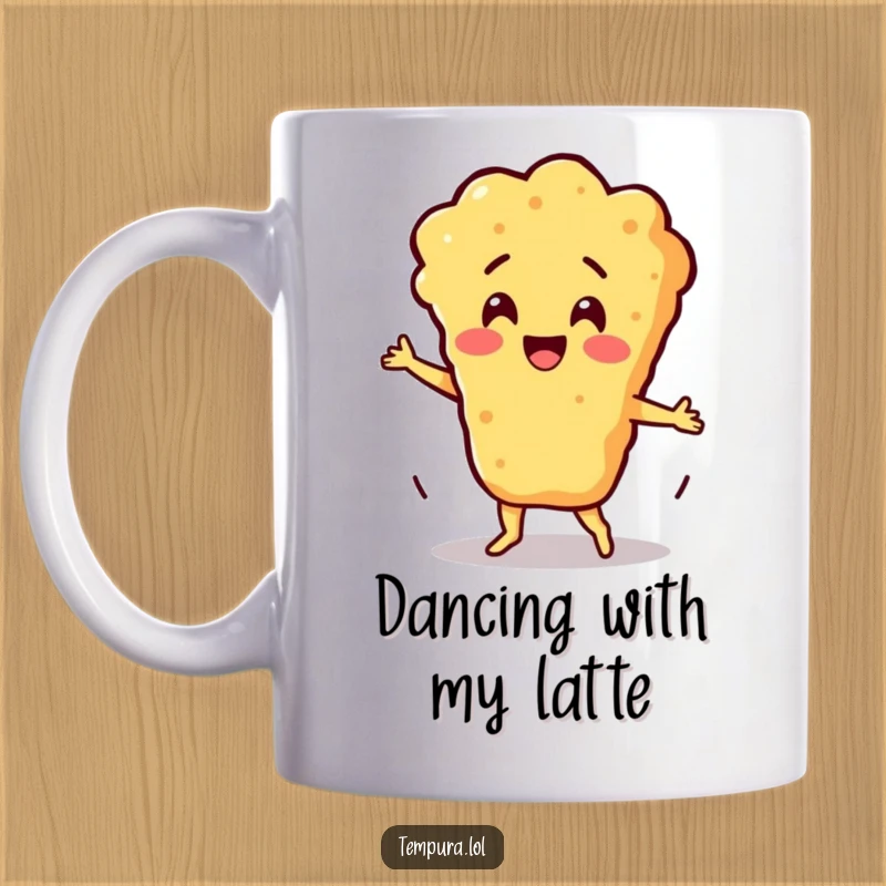 Funny Silly Dance Batter Mug: A tempura batter character grooves with a silly dance, bringing a humorous and energetic vibe.
