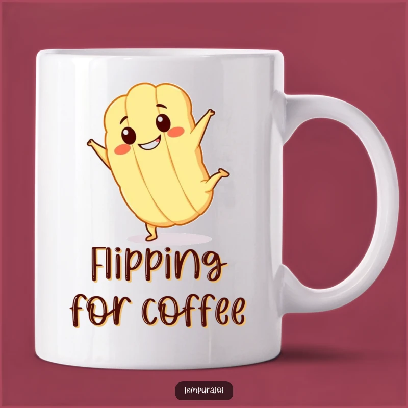 Funny Kawaii Tempura Cartwheel Mug: Grinning Fried Character, Perfect Gift