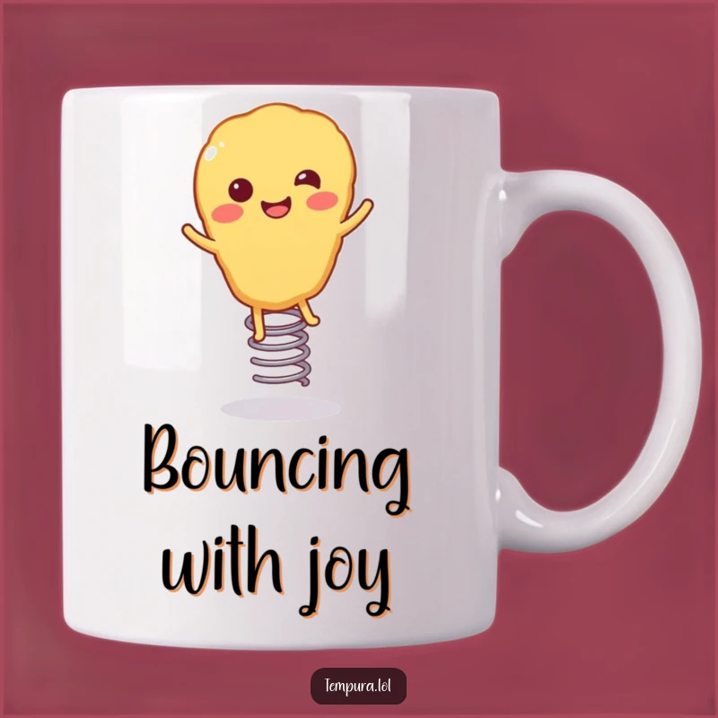 Funny Bouncing Tempura Mug: Joyful Fried Food Character, Springy Fun, Perfect Funny Gift