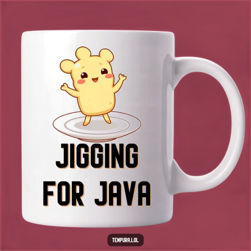 Funny Dancing Tempura Mug: Joyful Jigging Character, Plate Party, Perfect Funny Gift