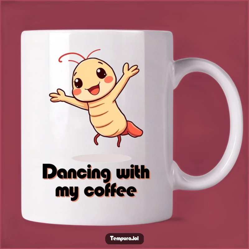 Funny Kawaii Tempura Dance Mug: Cheerful Shrimp Energy Gift