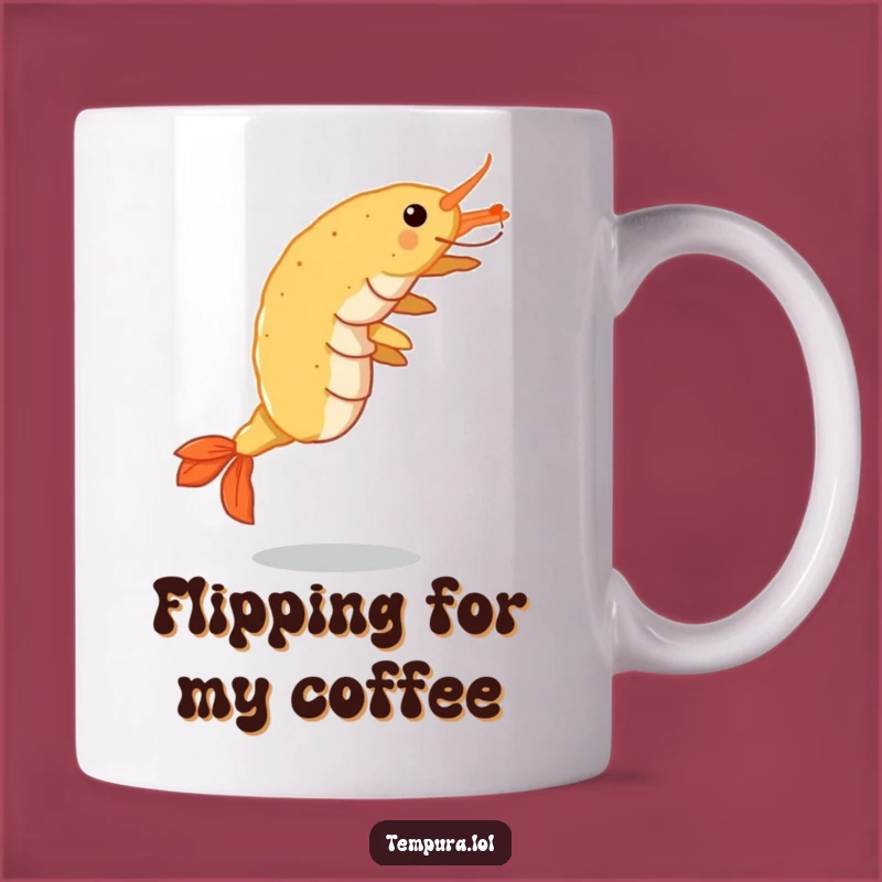 Funny Tempura Shrimp Cartwheel Mug: Crispy Action, Perfect Gift for Foodies