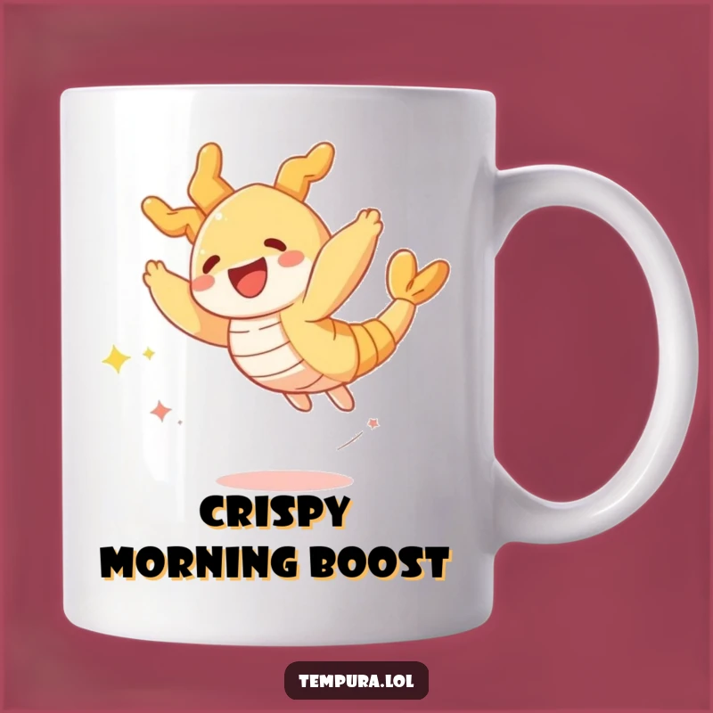 Funny Tempura Shrimp Leaping Mug - Joyful Crispy Seafood Gift Idea