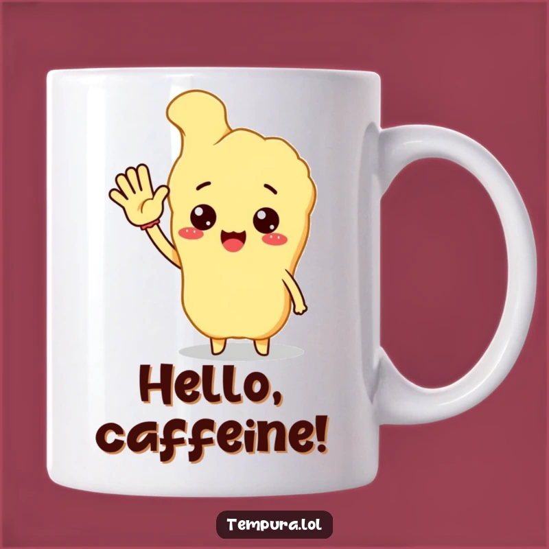 Funny Hello Tempura Mug - Enthusiastic Greeting for a Great Day