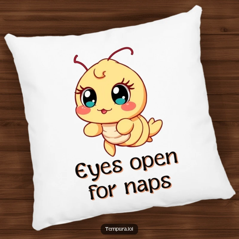 Funny Excited Shrimp Pillow, illustrated with wide, excited eyes, offering comfort and a humorous expression of pure joy.