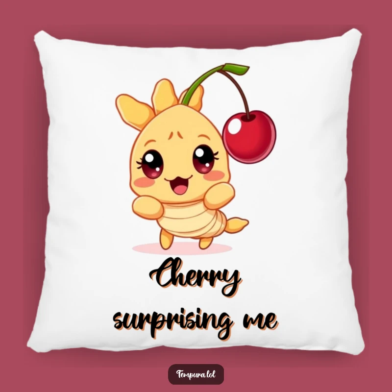 Funny Cozy Surprised Tempura Shrimp Pillow: Wide-Eyed Cushion, Cherry Gag, Soft Funny Gift
