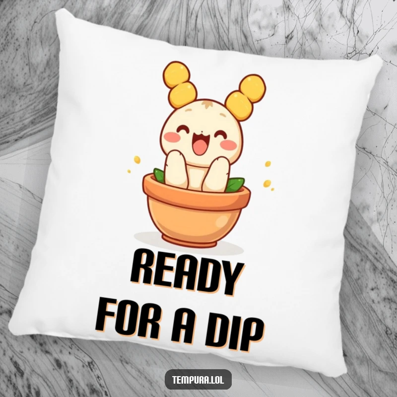 Funny Tempura Pillow: A soft pillow featuring a funny piece of tempura jumping into a pot, bringing cozy charm.