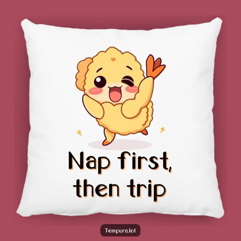 Funny Tripping Tempura Shrimp Pillow: Cozy Laughter for Your Couch