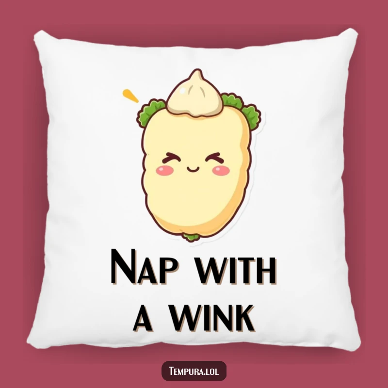 Funny Winking Tempura Vegetable Pillow - Soft and Hilarious Comfort Piece