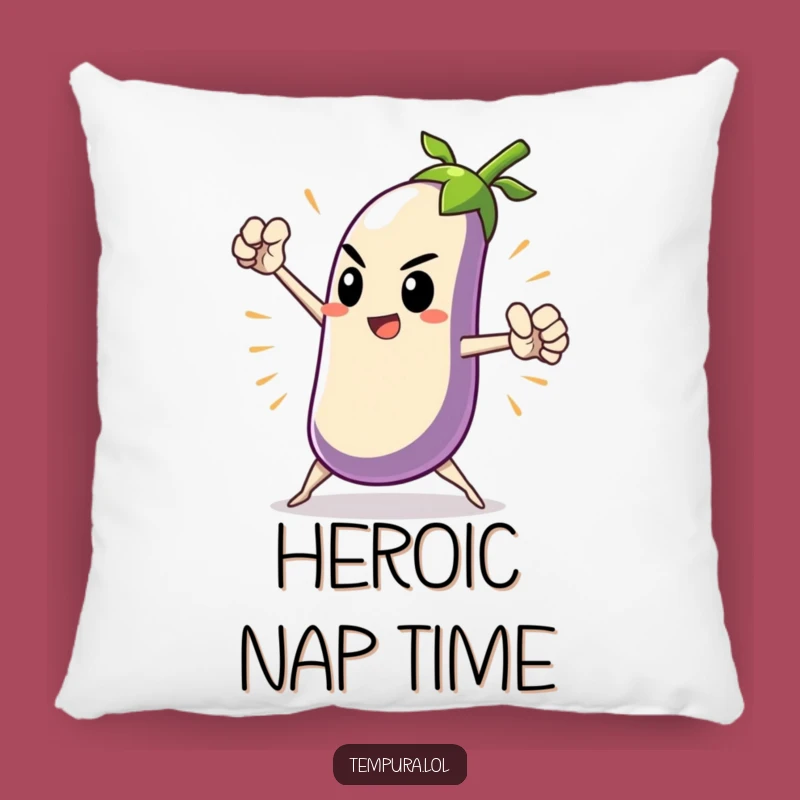 Funny Heroic Tempura Eggplant Pillow: Dramatic Comfort Decor Gift