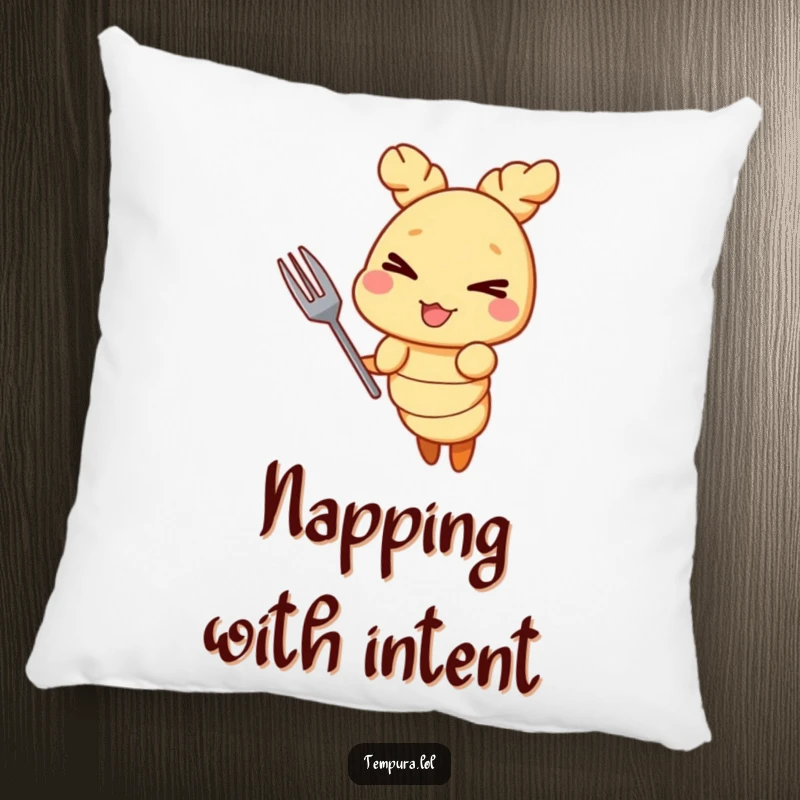 Funny Tempura Shrimp Pillow: A mischievous tempura shrimp winking, offering plush comfort and a humorous touch to any room.