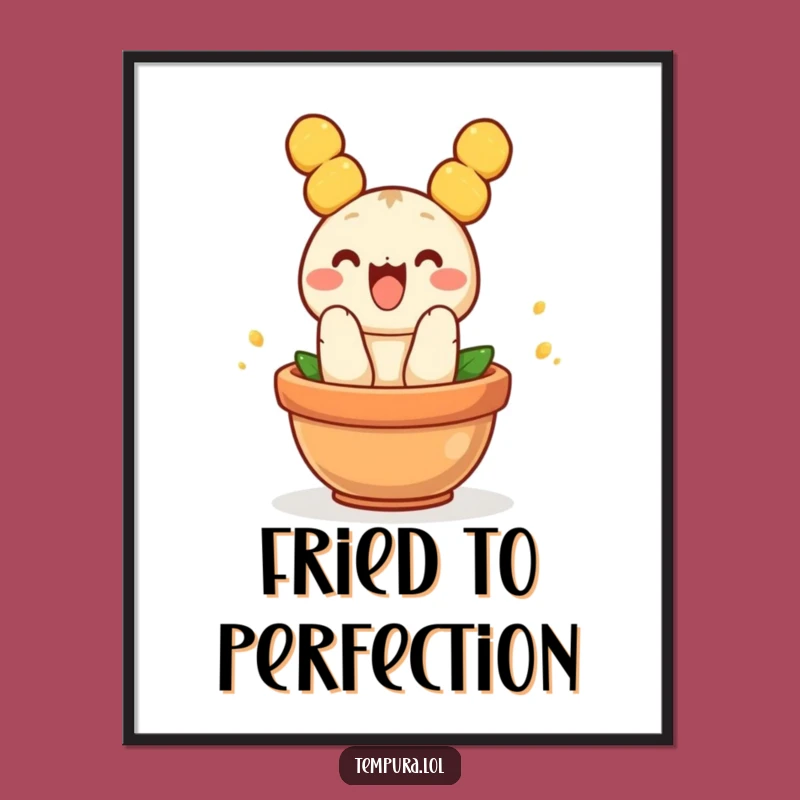 Funny Jumping Tempura Digital Art: Joyful Foodie Wall Decor