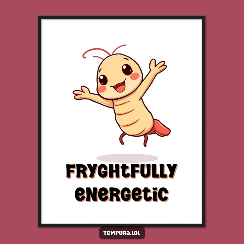 Funny Kawaii Tempura Dance Digital Art: Cheerful Shrimp Decor