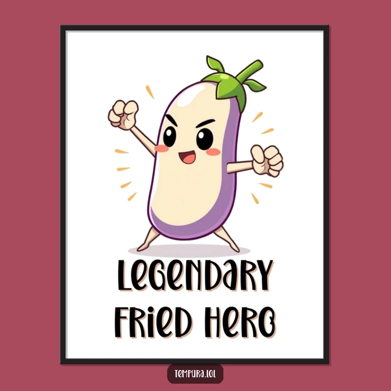 Funny Heroic Tempura Eggplant Digital Print: Dramatic Art Gift