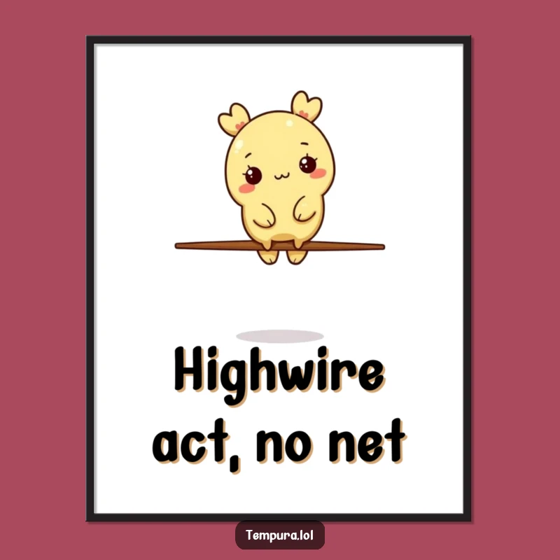 Funny Tempura Balance Digital Art: Chopstick Print, Humorous Decor, Gift