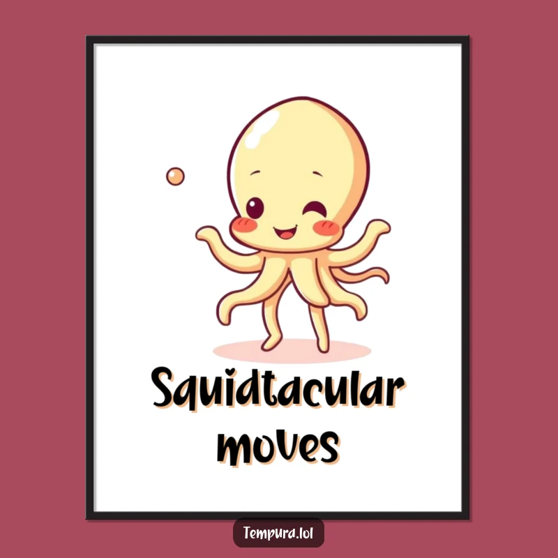 Funny Tempura Squid Dance Digital Art: Cheerful Downloadable Decor, Perfect Funny Gift!