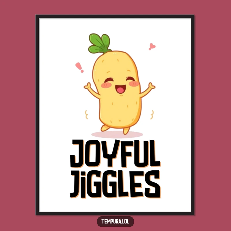 Funny Wiggling Veggie Digital Art: Happy Tempura Action, Instant Funny Gift Download