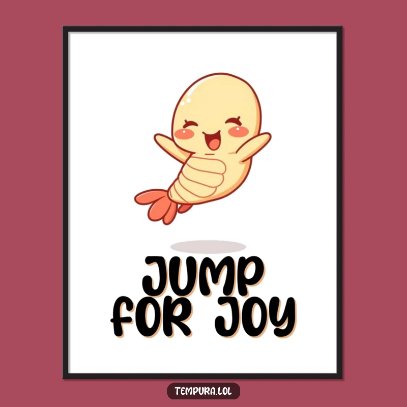 Funny Jumping Tempura Shrimp Digital Art: High-Res Cartoon Print for Instant Joy