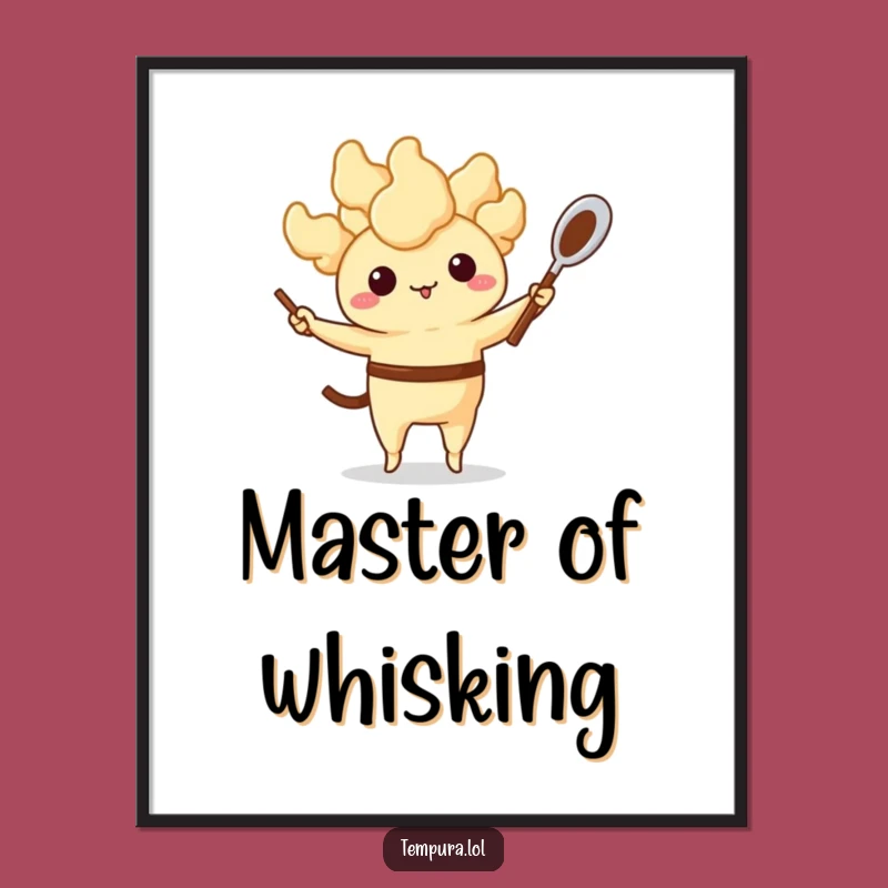 Funny Tempura Juggling Digital Art: Whisk & Spoon Print, Hilarious Decor