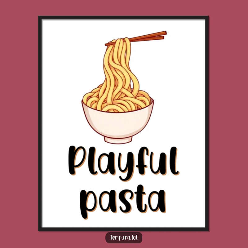 Funny Udon Noodle Twirl Digital Art: High-Res Print for Instant Playful Decor