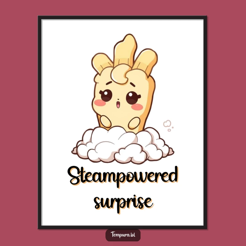 Funny Tempura Steam Wink Digital Print: Surprised Art for Instant Humor