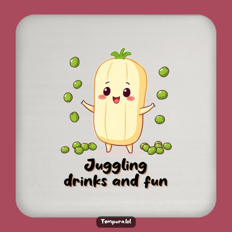 Funny Juggling Veggie Drink Coaster: Protect Surfaces with Playful Skill
