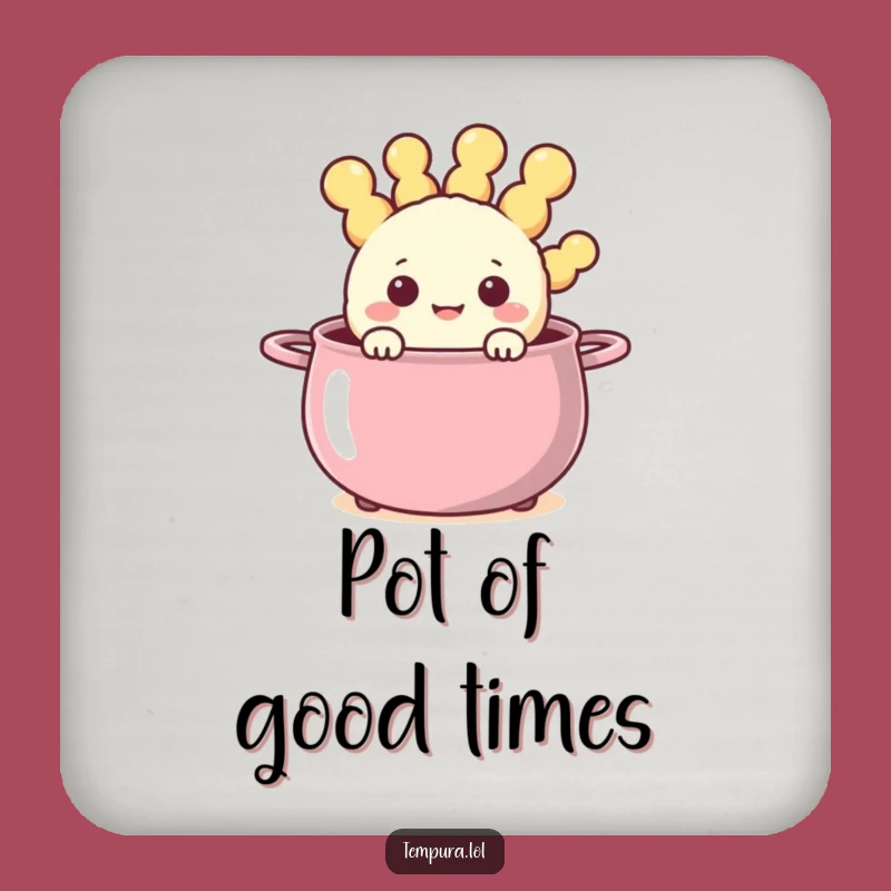 Funny Steaming Pot Tempura Drink Coaster: Happy Fried Character Protection