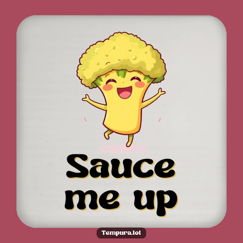 Funny Tempura Broccoli Dance Coaster: Protect Surfaces with Veggie Humor