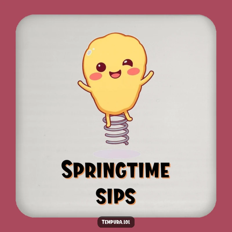 Funny Bouncing Tempura Coaster Set: Happy Fried Character, Stylish & Hilarious Funny Gift