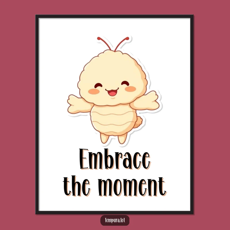 Funny Wall Art: Adorable Tempura Shrimp Hug Poster, Cute Fluffy Character, Hilarious Funny Gift Decor
