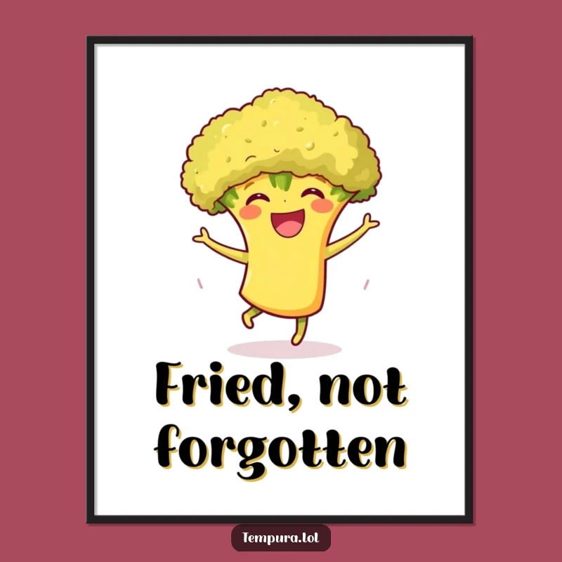 Funny Tempura Broccoli Dance Poster: Joyful Veggie Wall Art Gift