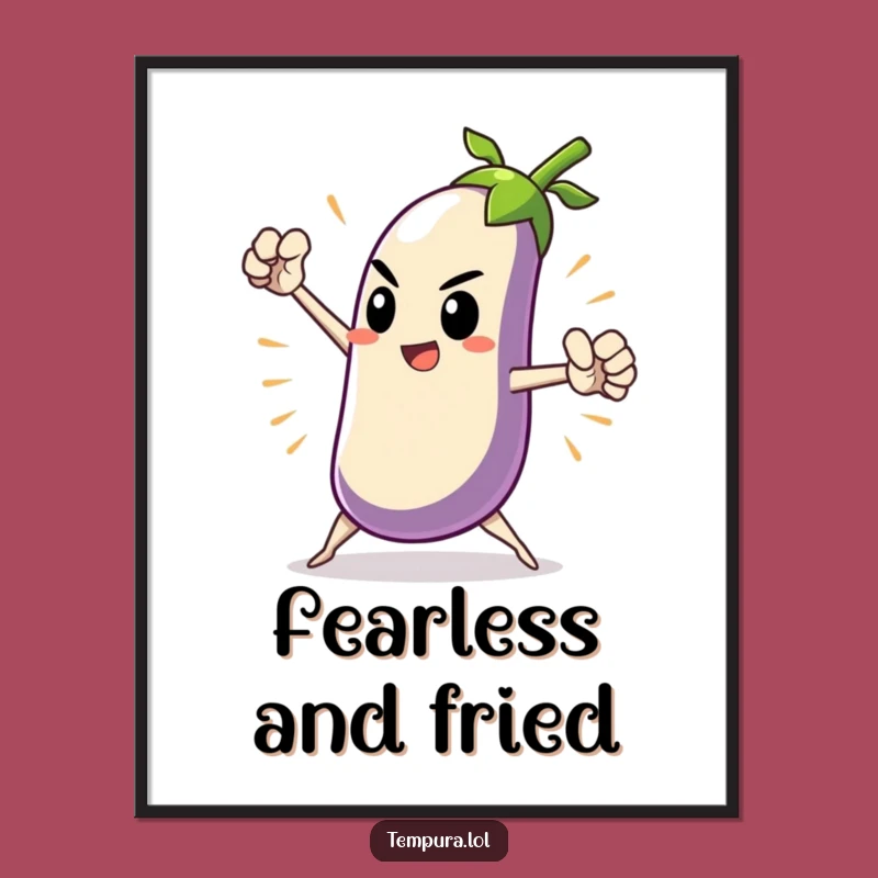 Funny Heroic Tempura Eggplant Poster: Dramatic Art for Gifts