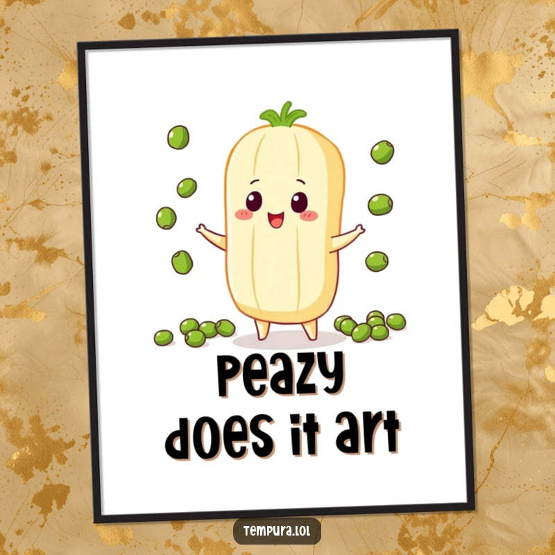 Funny Juggling Vegetable Poster, depicted skillfully juggling small peas, adding a humorous and entertaining element to wall decor.
