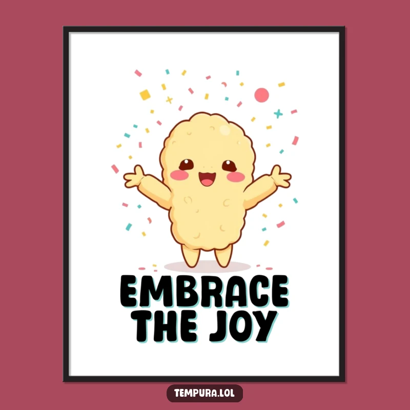 Funny Kawaii Tempura Confetti Poster: Joyful Celebration Shrimp Art