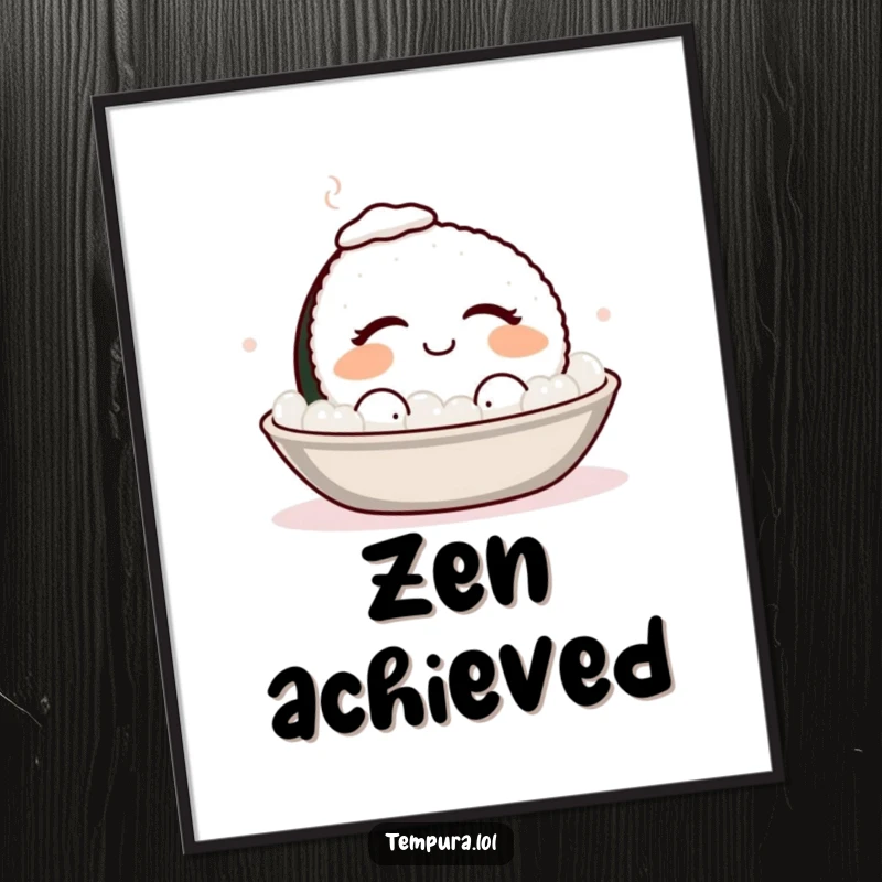 Funny smiling sushi with eyes closed, enjoying a warm bath, a vibrant and humorous art print.