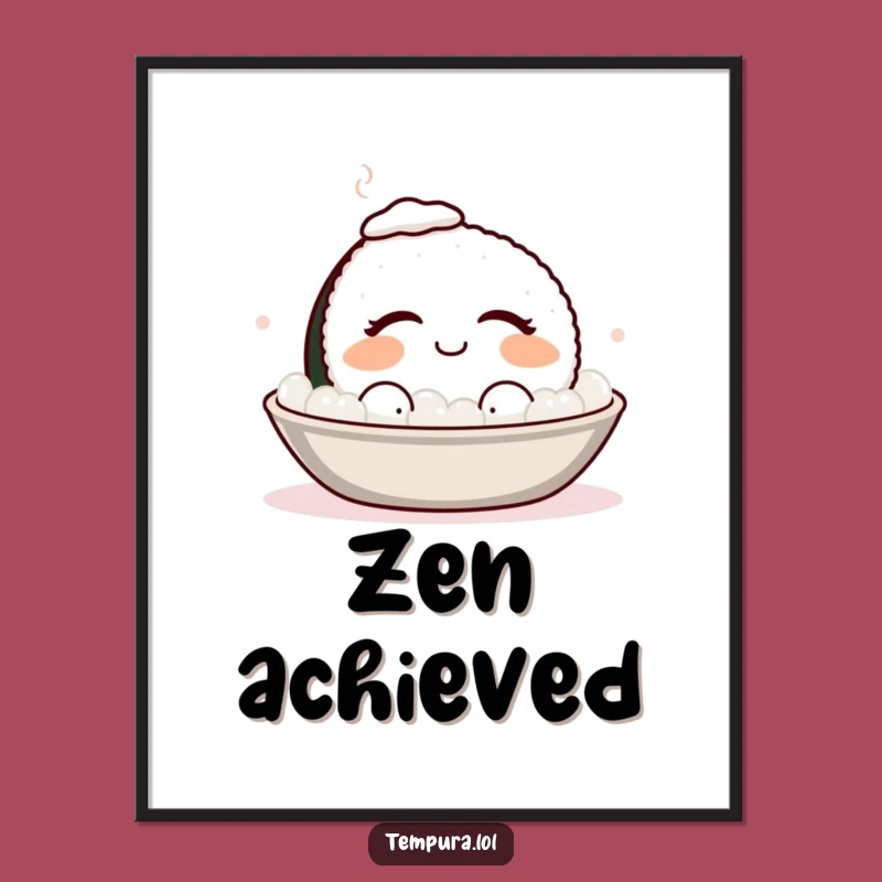 Funny Sushi Bath Poster: Smiling Foodie Art for Your Wall