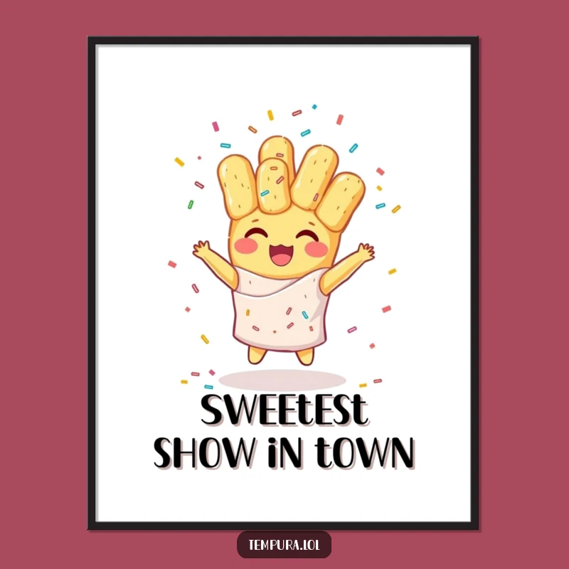 Funny Tempura Sprinkle Juggling Poster: Cheerful Wall Art for Sweet Spaces
