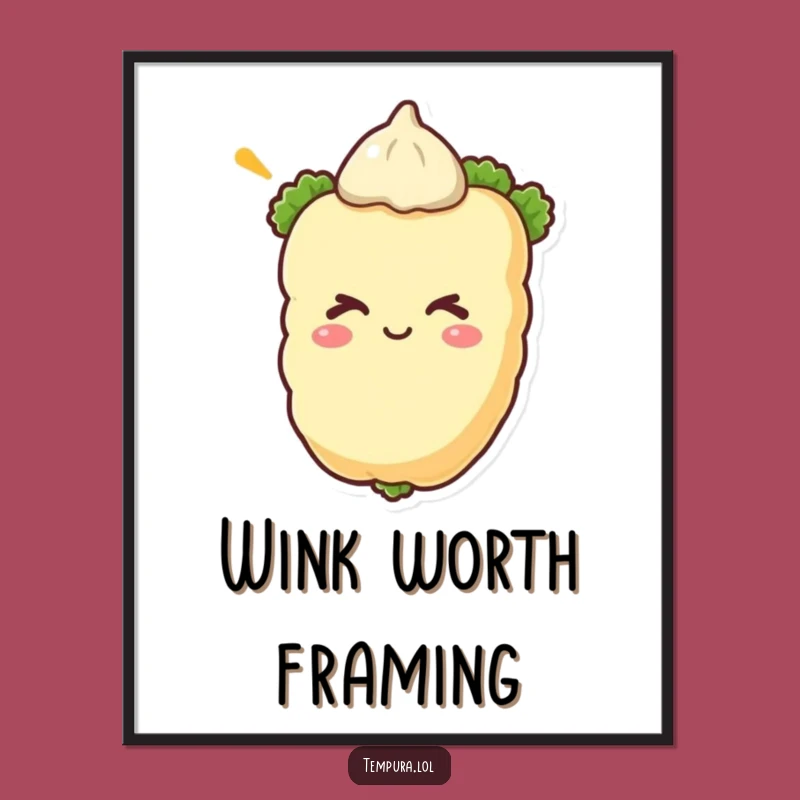 Funny Winking Tempura Vegetable Poster - Bold and Hilarious Wall Decor