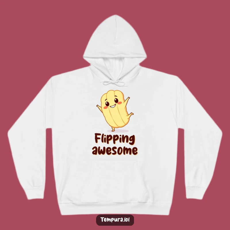 Funny Kawaii Tempura Cartwheel Hoodie: Cozy & Grinning Fried Character